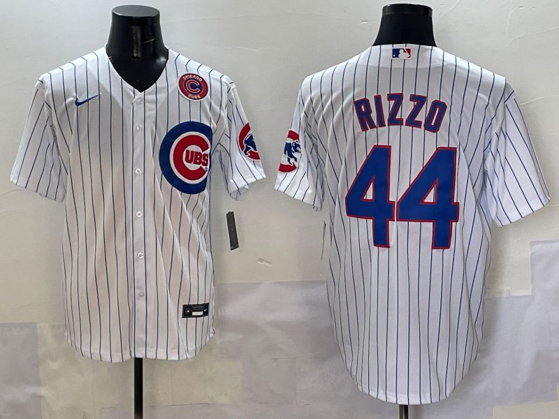 Men Chicago Cubs #44 Rizzo White Stripe Game 2025 Nike MLB Jersey style 6->chicago cubs->MLB Jersey